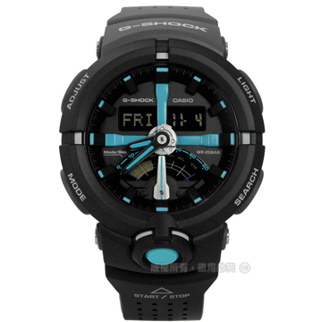G-SHOCK CASIO / GA-500P-1A / 卡西歐多層次前衛城市世界雙色橡膠手錶 黑色 48mm