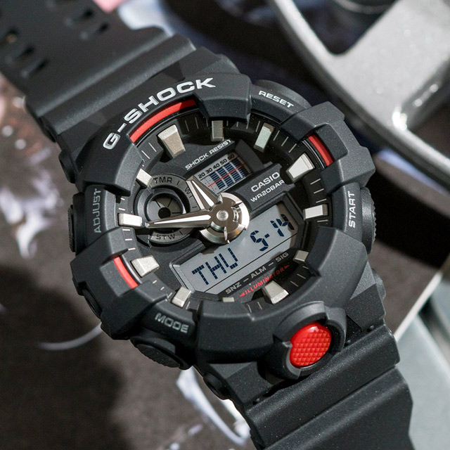 G-SHOCK 強悍粗曠時尚潮流錶-黑x紅(GA-700-1ADR)