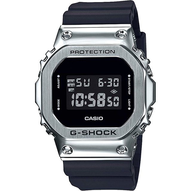 CASIO 卡西歐 G-SHOCK 超人氣軍事風格手錶-銀x黑 GM-5600-1