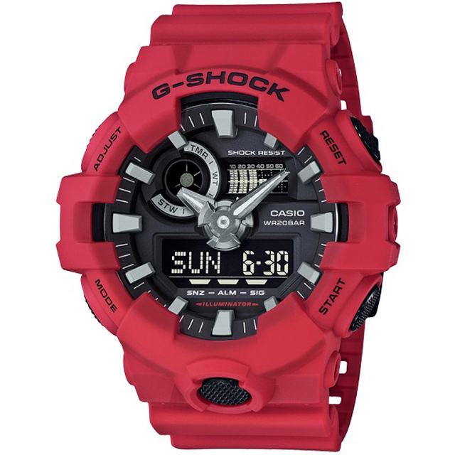 CASIO G-SHOCK 絕對強悍雙顯運動計時錶/GA-700-4A