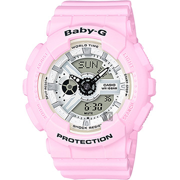 CASIO 卡西歐 Baby-G 粉嫩雙顯錶-粉紅 BA-110BE-4ADR