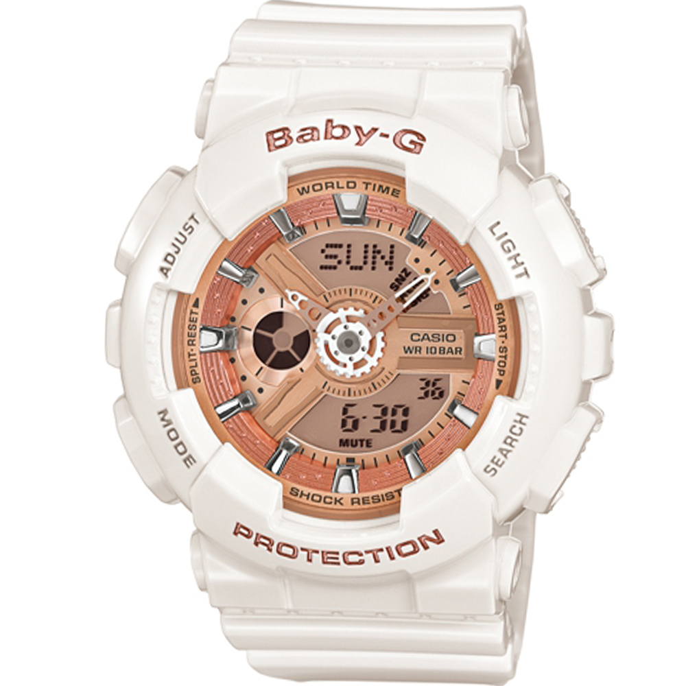 卡西歐 CASIO BABY-G 運動時尚腕錶 BA-110-7A1 橘x白