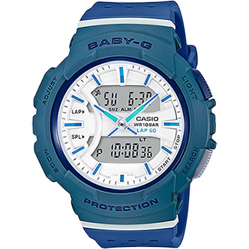 CASIO 卡西歐 Baby-G 慢跑粉彩手錶-土耳其藍 BGA-240-2A2DR