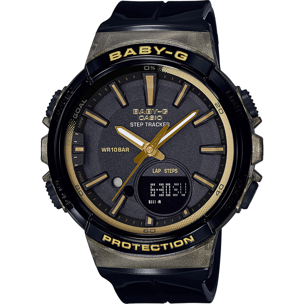 CASIO 卡西歐 Baby-G 慢跑計步顯示手錶-黑 BGS-100GS-1ADR