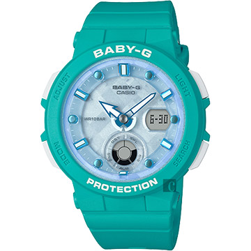 CASIO 卡西歐 Baby-G 海洋渡假 霓虹手錶-藍x綠 BGA-250-2A