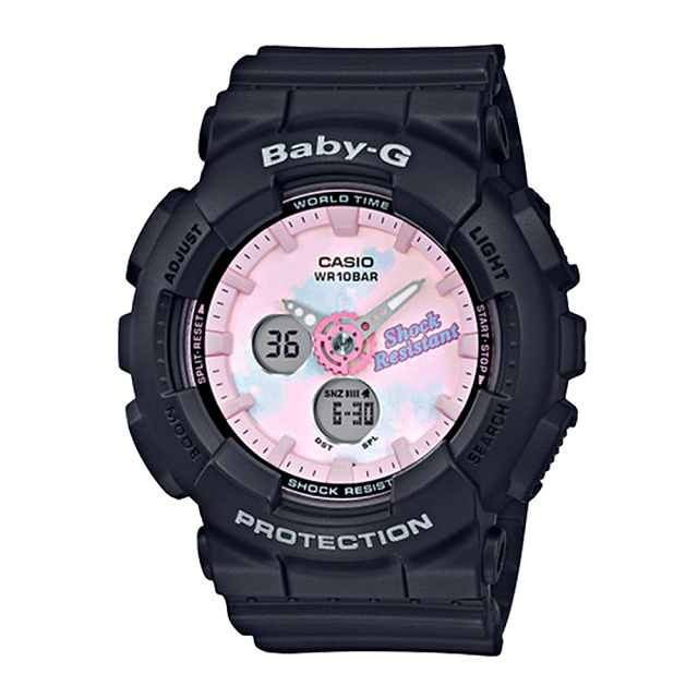 【CASIO 卡西歐】BABY-G紮染圖紋系黑色澤耐衝擊手錶(BA-120T-1A)