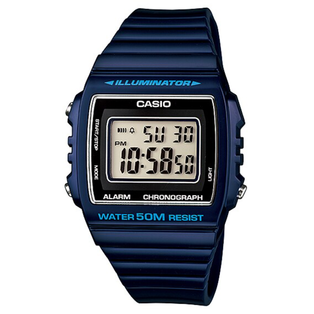 CASIO 多彩繽紛大方數位錶-藍/W-215H-2A