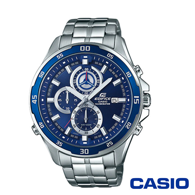CASIO卡西歐 潮酷有型三眼指針計時男腕錶-藍x47.2mm EFR-547D-2A