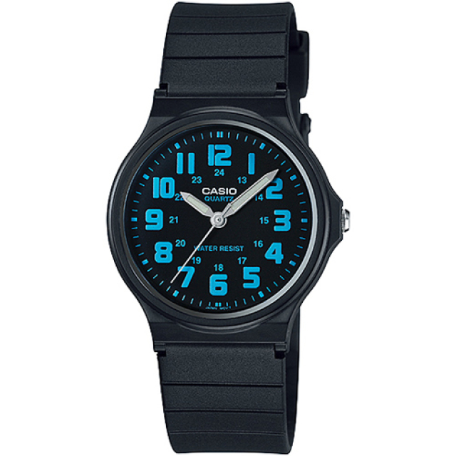 CASIO 極簡時尚指針石英錶-黑x藍/35mm