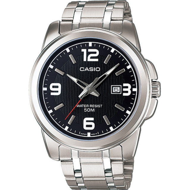 CASIO 都會簡約時尚型男腕錶-銀x黑(MTP-1314D-1AVDF)
