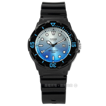 CASIO / LRW-200H-2E / 卡西歐甜心淺水風格漸層橡膠手錶 藍x黑 32mm