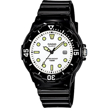 CASIO 卡西歐 迷你運動風指針手錶-白x黑 LRW-200H-7E1VDF