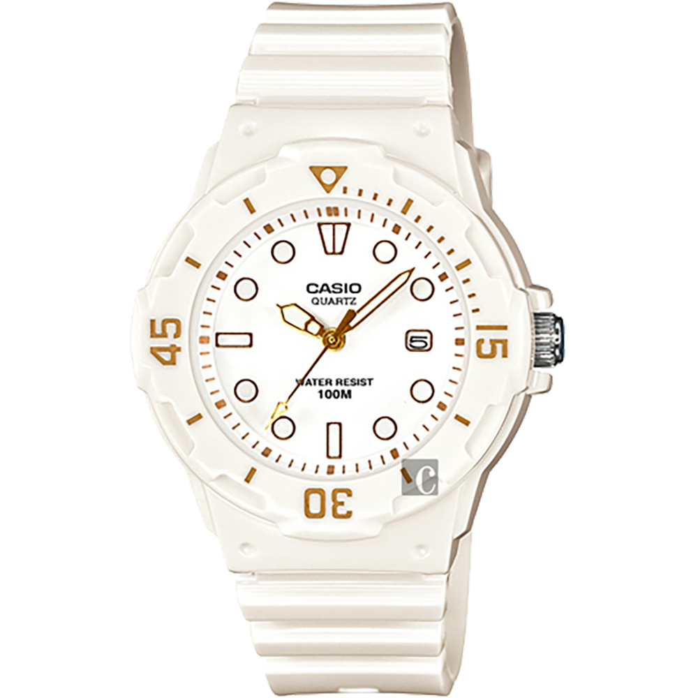 CASIO 卡西歐 迷你運動風指標手錶-金時標x白 LRW-200H-7E2VDF