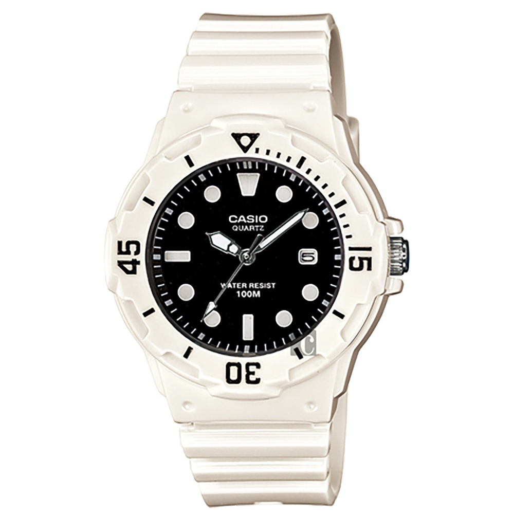 CASIO 卡西歐 迷你運動風指標手錶-黑x白 LRW-200H-1EVDF