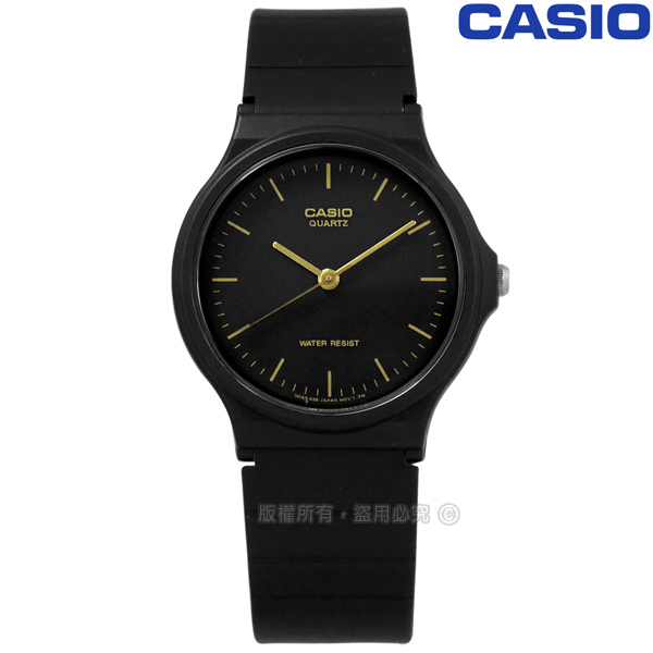 CASIO / MQ-24-1E / 卡西歐 簡潔復刻 日本機芯 橡膠手錶 黑金色 33mm
