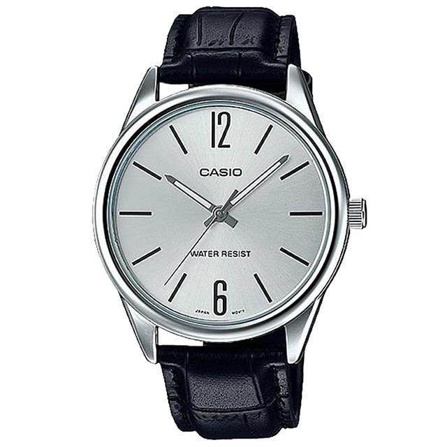 CASIO卡西歐 簡約數字大錶面男錶-銀面x47mm MTP-V005L-7B