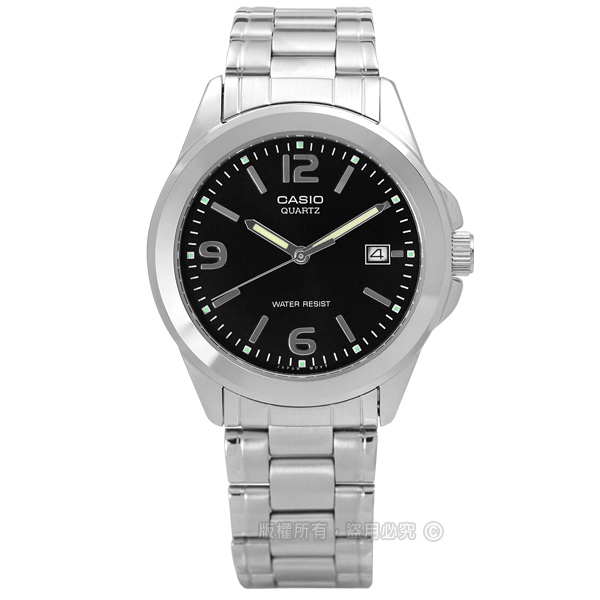 CASIO / MTP-1215A-1A / 卡西歐 經典簡潔設計不鏽鋼腕錶 黑色 38mm