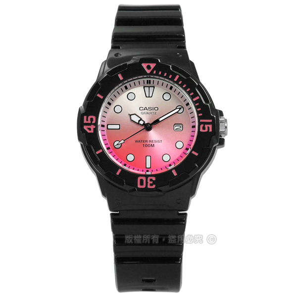 CASIO / LRW-200H-4E / 卡西歐甜心淺水風格漸層橡膠手錶 粉x黑 32mm