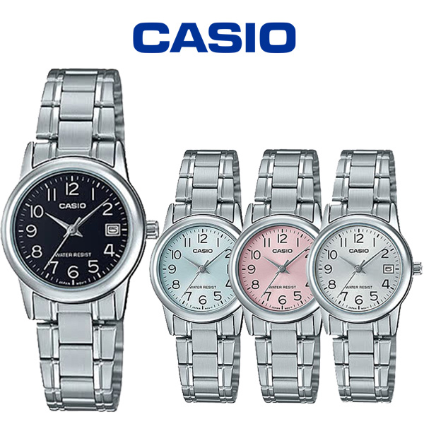 CASIO 卡西歐 LTP-V002D 簡約數字小錶面日期顯示鋼帶錶