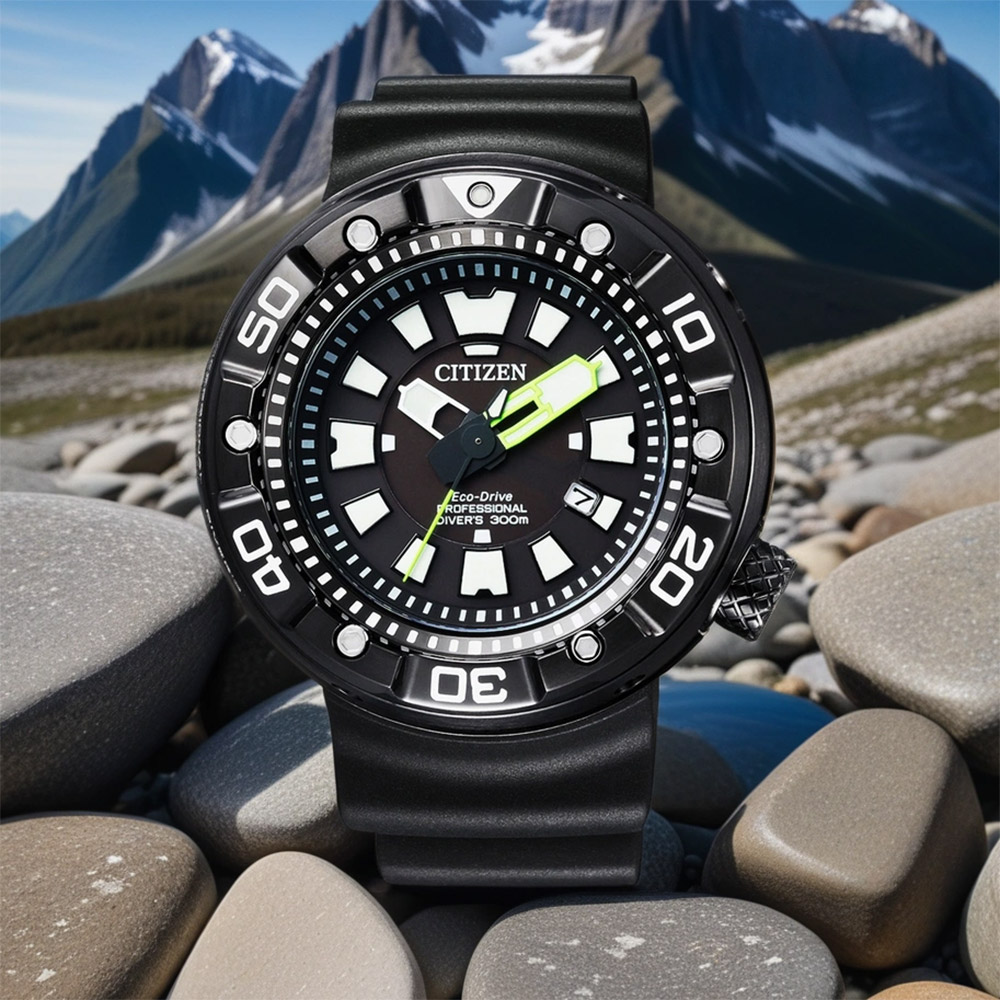 CITIZEN Promaster 光動能專業300米潛水腕錶-黑 BN0177-05E