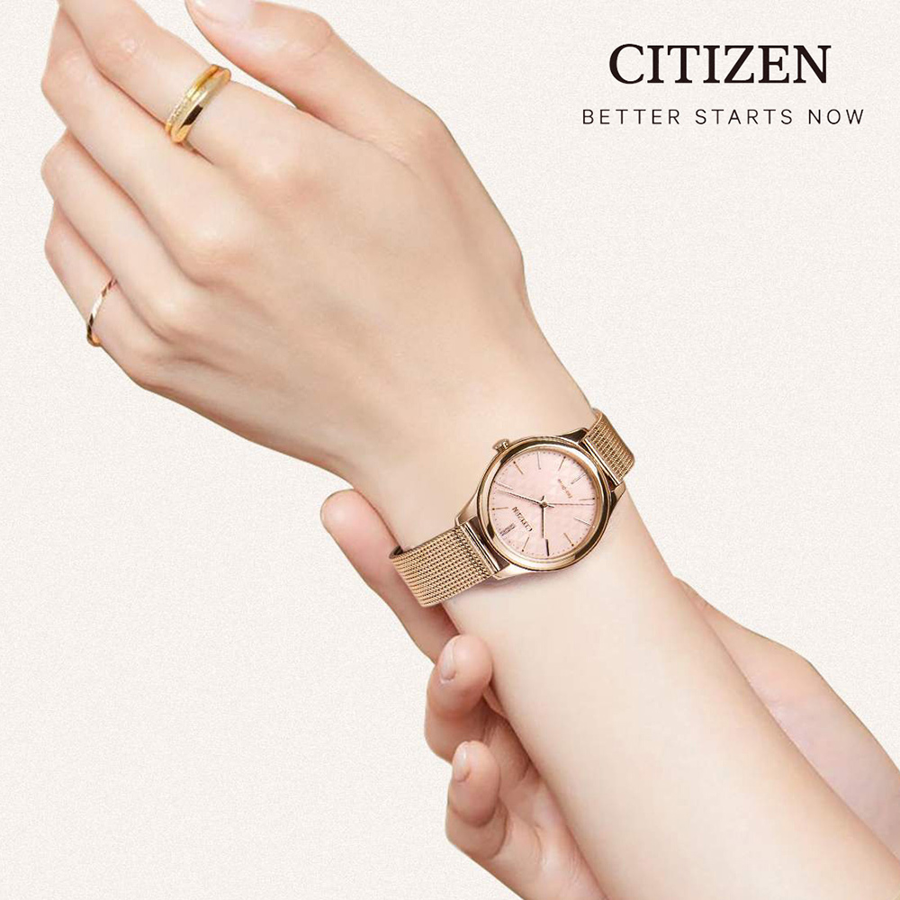 CITIZEN LADY’S 典雅大方米蘭時尚腕錶 EM0503-83X 玫瑰金色