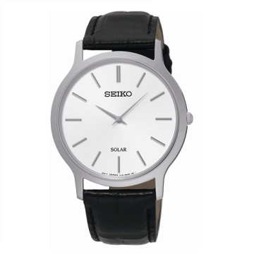SEIKO CS極簡風格時尚腕錶/大碼/白面x黑皮/V115-0BE0S
