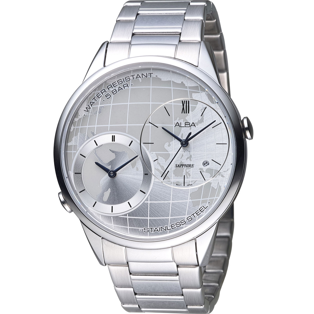 ALBA 雅柏 街頭酷流行日系潮流大錶徑腕錶 DM03-X002S 銀 AZ9013X1