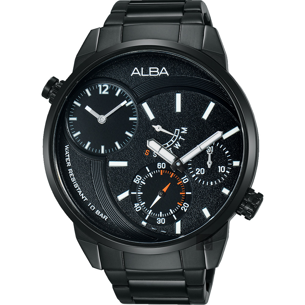 ALBA ACTIVE 二地時區限定腕錶-鍍黑/46mm DM04-X001SD(A2A001X1)