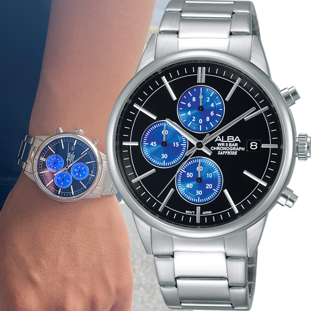 ALBA 雅柏 街頭酷流行系列時尚三眼計時腕錶 VD57-X079B AM3333X1