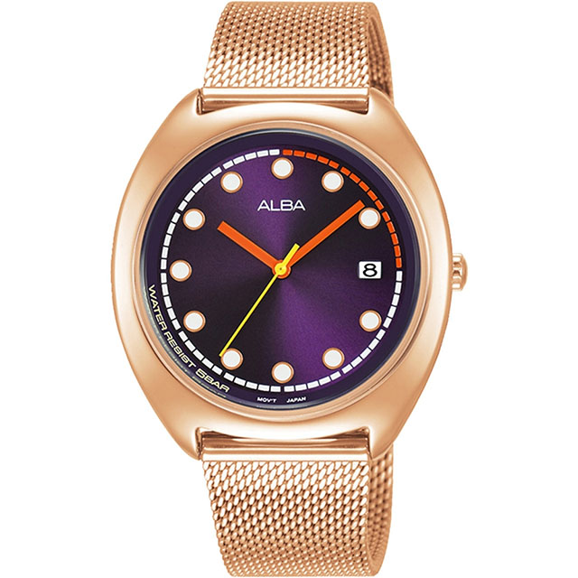 【ALBA】霓虹系列獨特彩色元素米蘭帶錶-玫瑰色36mm(AG8K42X1/VJ32-X304K)