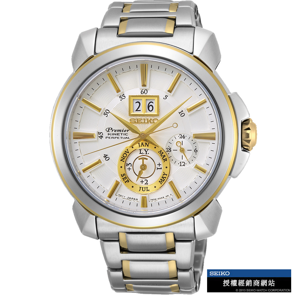 SEIKO精工Premier人動電能萬年曆腕錶 7D56-0AG0K SNP166J1