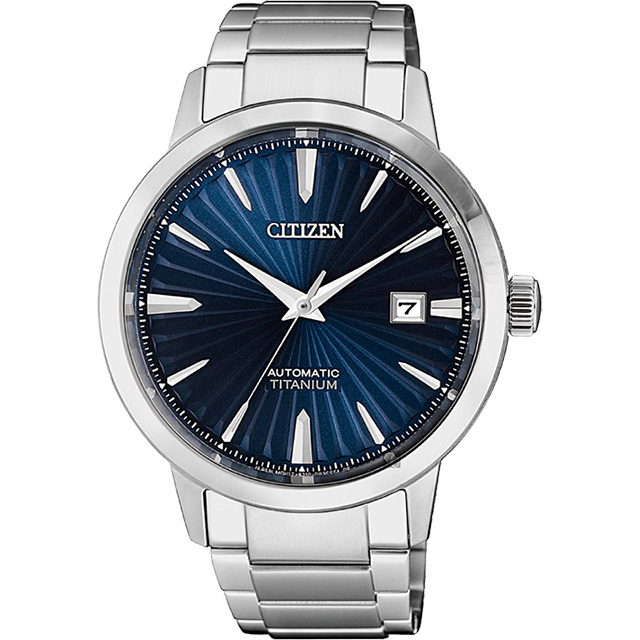 CITIZEN 星辰 鈦 自動上鍊機械手錶-藍x銀/40.5mm NJ2180-89L