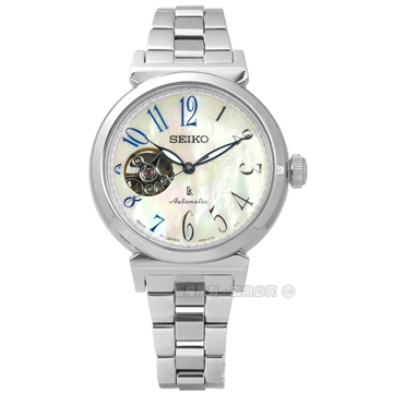 SEIKO 精工/4R38-01E0S.SSA839J1/LUKIA珍珠母貝藍寶石玻璃機械不鏽鋼手錶 銀色 34mm
