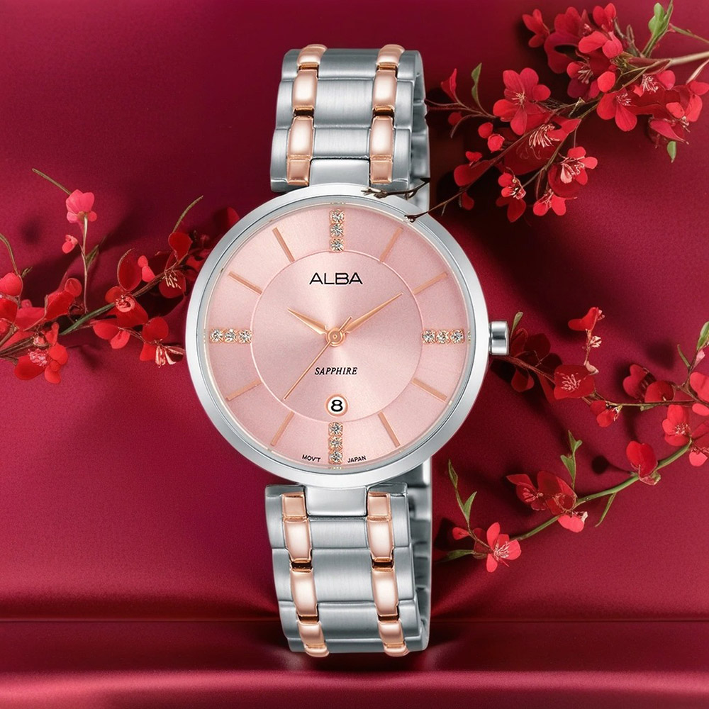 ALBA 專屬於妳限量東京石英女錶-粉x雙色/30mm VJ22-X236P(AH7L27X1)
