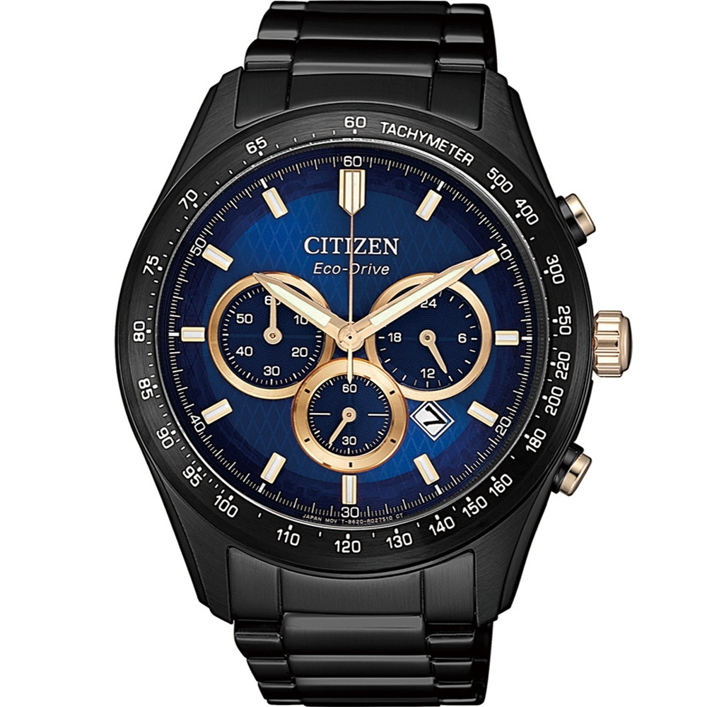 CITIZEN 準確時刻三眼計時光動能腕錶CA4458-88L
