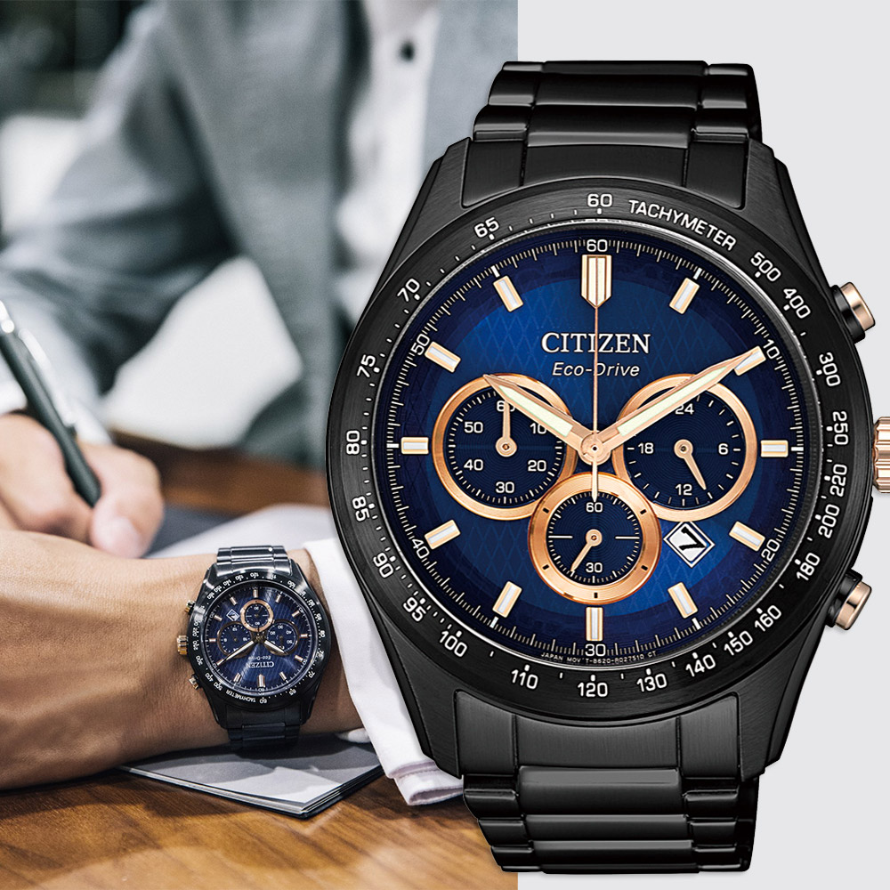 CITIZEN 星辰 光動能計時手錶-藍/43mm CA4458-88L