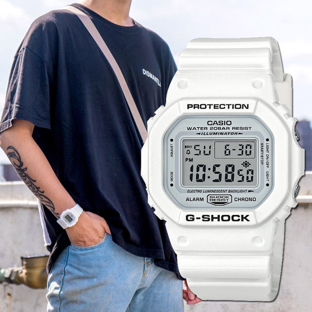 G-SHOCK 夏季純白經典時尚運動腕錶(DW-5600MW-7DR)