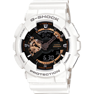 CASIO 卡西歐 G-SHOCK 復古重機雙顯手錶-古銅x白 GA-110RG-7A