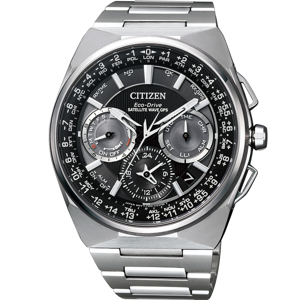 CC9009-81E 黑x鈦 星辰 CITIZEN 光動能鈦金屬衛GPS星對時腕錶