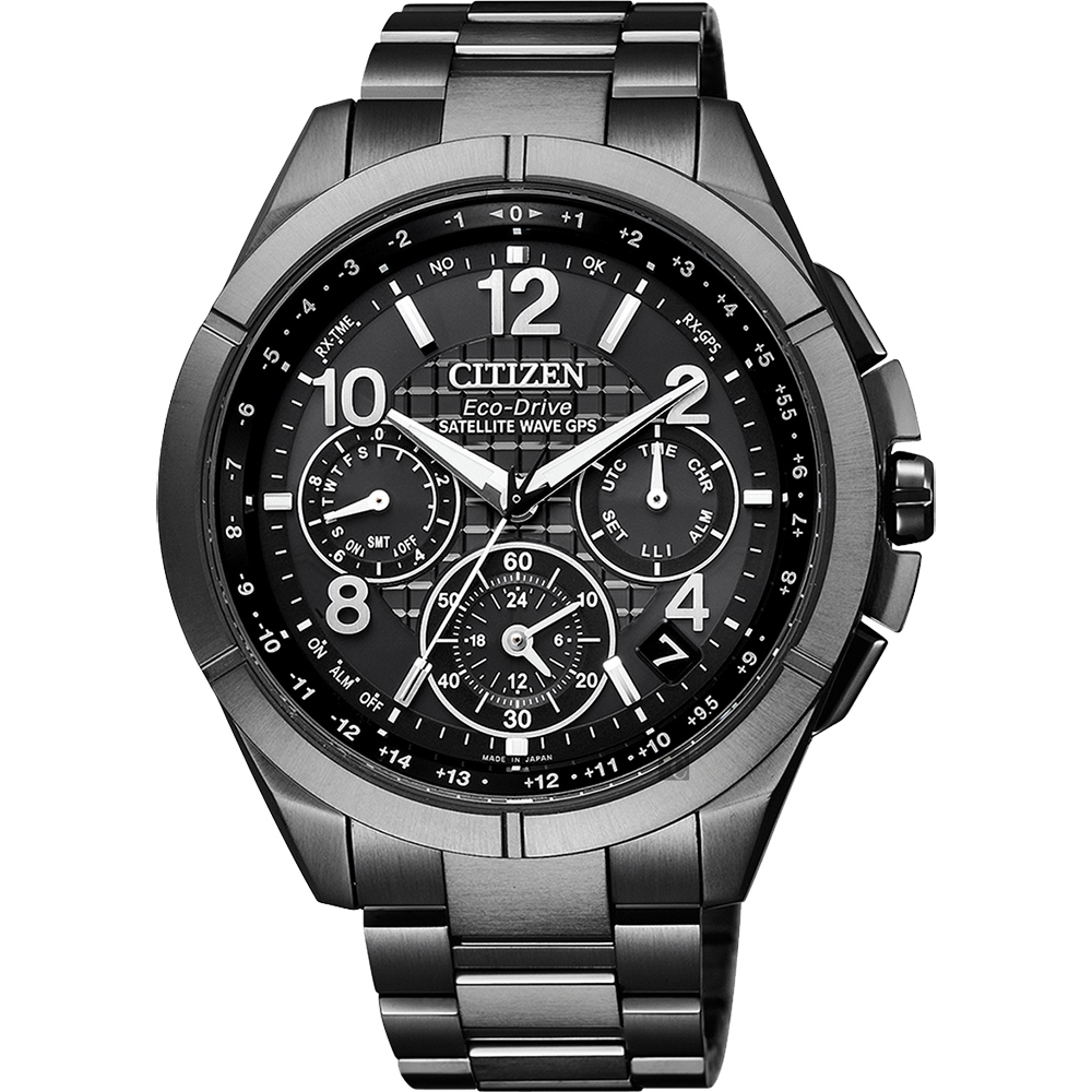 CITIZEN 星辰 光動能鈦GPS衛星對時手錶-黑/43mm CC9075-52F