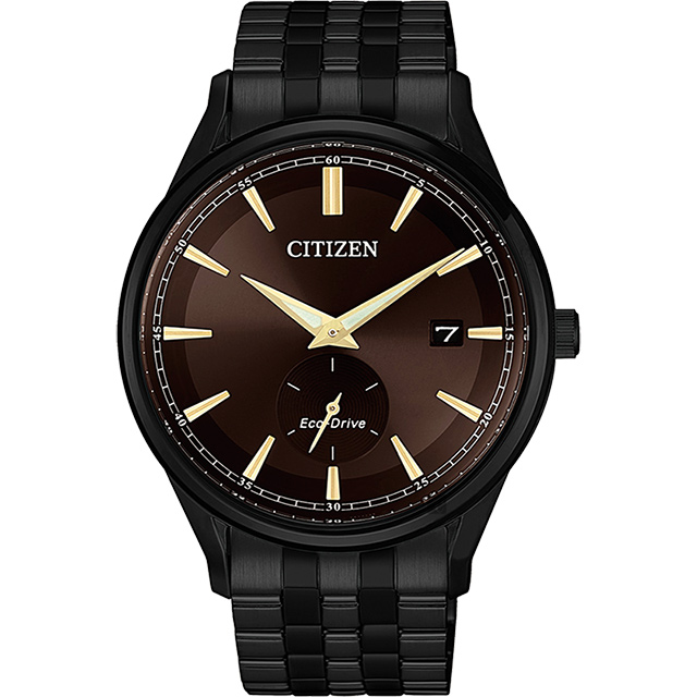 CITIZEN 星辰 光動能小秒針手錶-咖啡x黑/40mm BV1115-82X