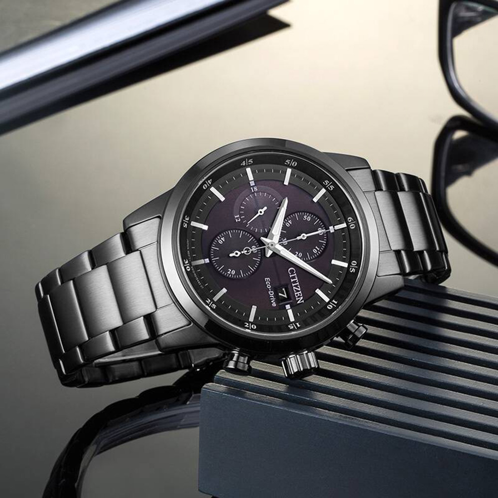 CITIZEN 星辰 Eco-Drive光動能城市計時碼錶-黑/43mm CA0615-59E