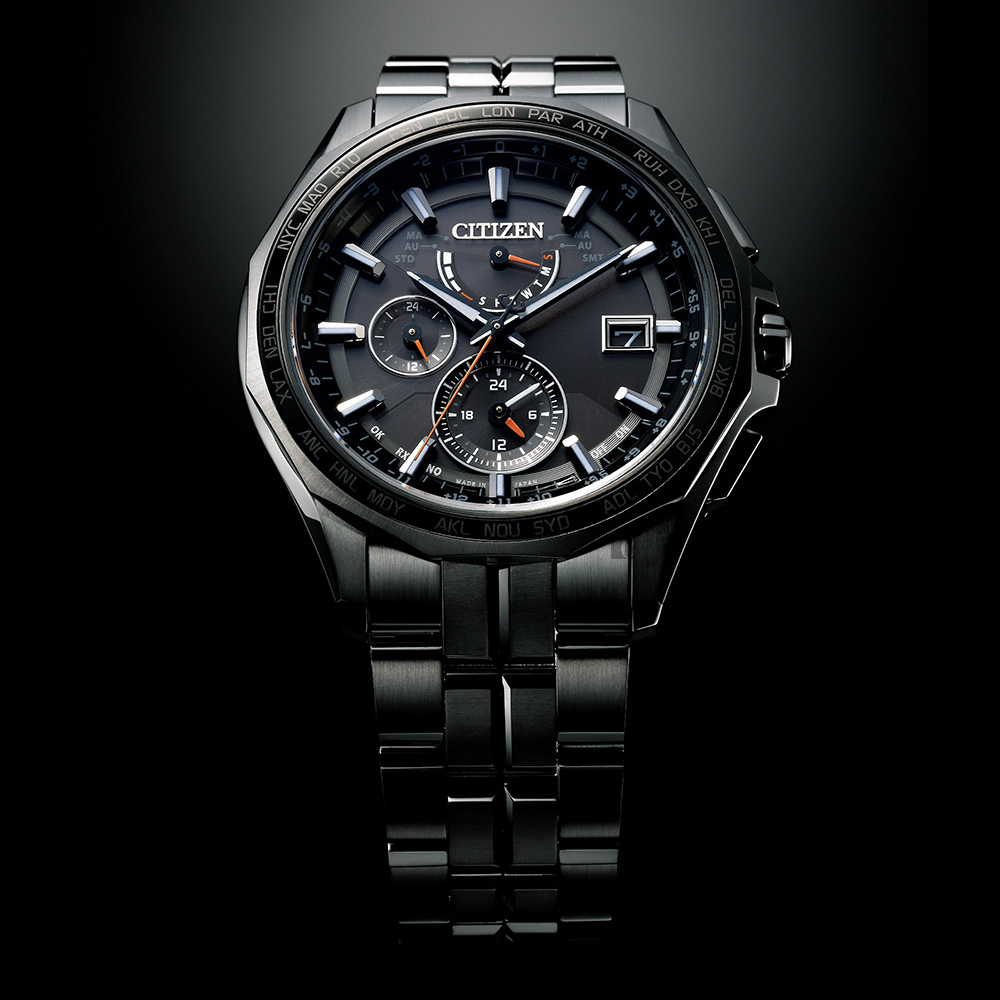 CITIZEN 星辰 限量光動能電波鈦金屬手錶-黑/42.7mm AT9097-54E