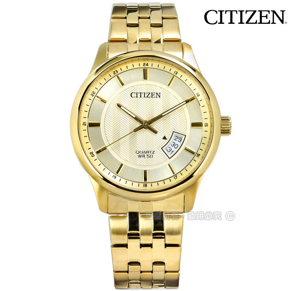 CITIZEN / BI1052-85P / 美之極致 日期視窗 礦石強化玻璃 日本機芯 不鏽鋼手錶 鍍金 40mm