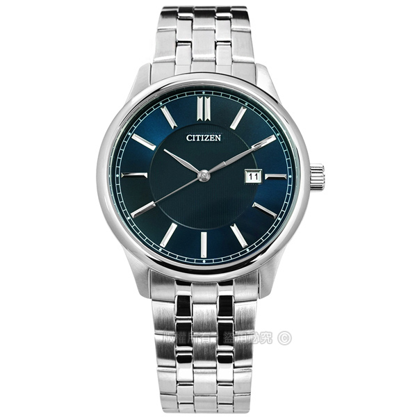 CITIZEN / BI1050-56L / 典雅紳士 礦石強化玻璃 日本機芯 日期 不鏽鋼手錶 深藍色 40mm