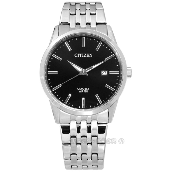 CITIZEN / BI5000-87E / 品味風尚 礦石強化玻璃 日期 日本機芯 不鏽鋼手錶 黑色 39mm