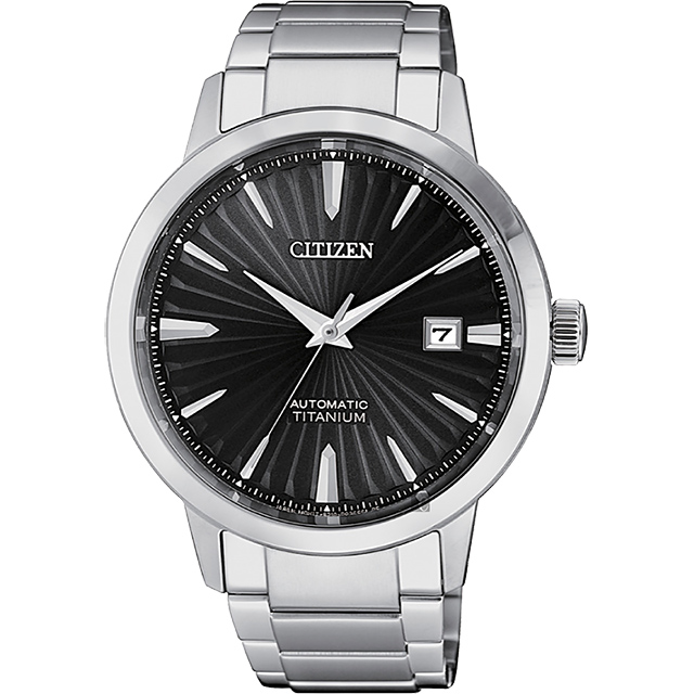 CITIZEN 星辰 鈦 自動上鍊機械手錶-黑x銀/40.5mm NJ2180-89H