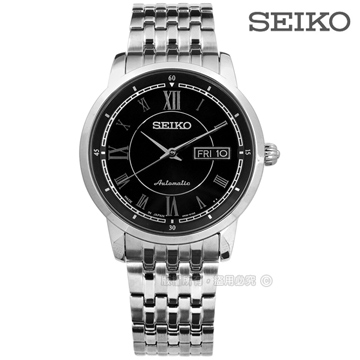 SEIKO 精工 / 4R36-00Y0D.SRP259J1 / 機械上鍊 羅馬時標 不鏽鋼手錶 黑色 39mm