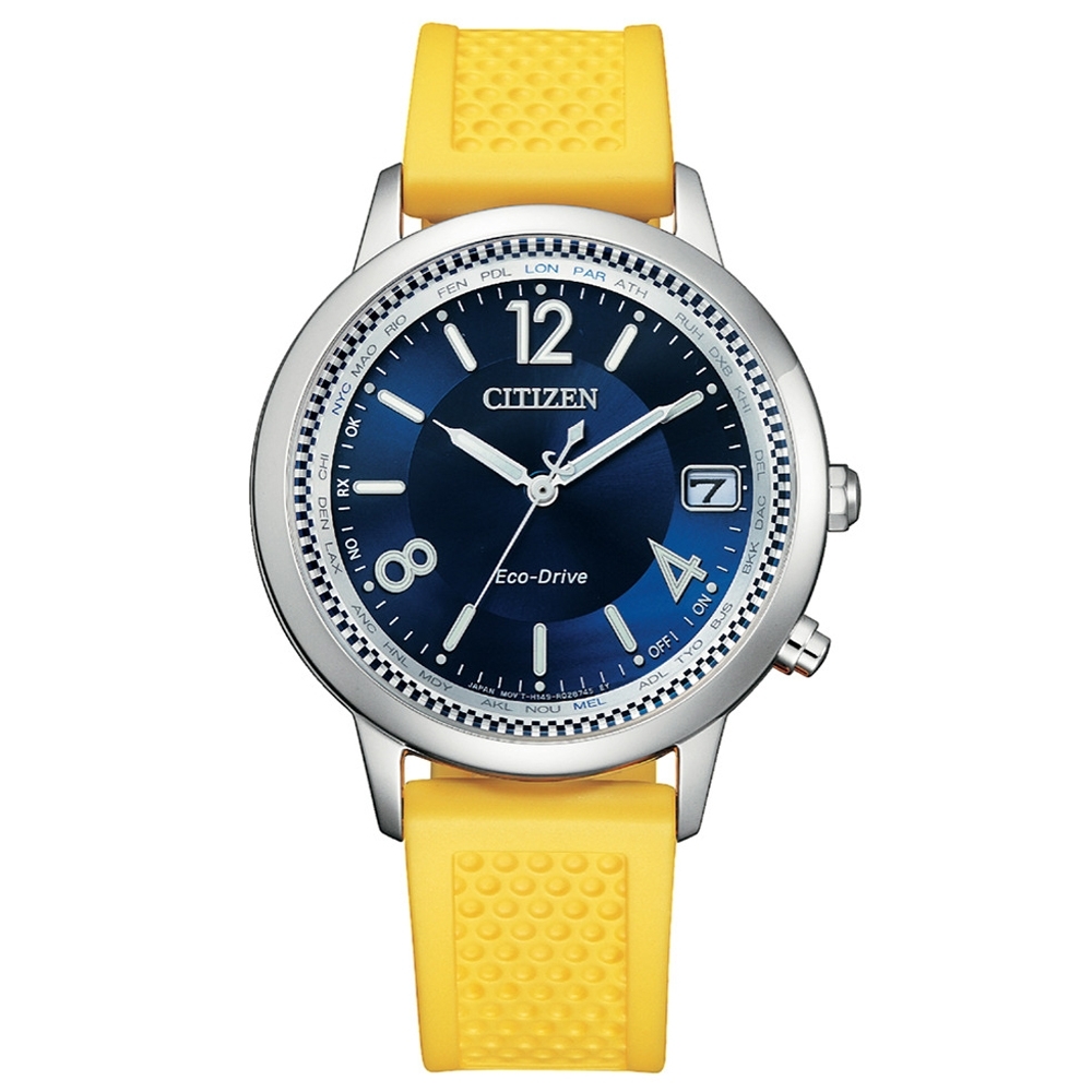 CITIZEN 大�直美簽名電波光動能限量腕錶CB1101-03L(附贈黑色橡膠錶帶)