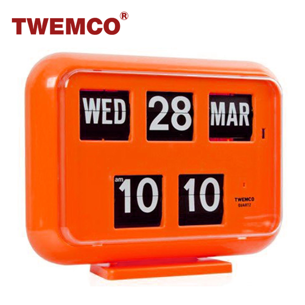 TWEMCO 機械式翻頁鐘 英文萬年曆 德國機芯 QD-35 橘色